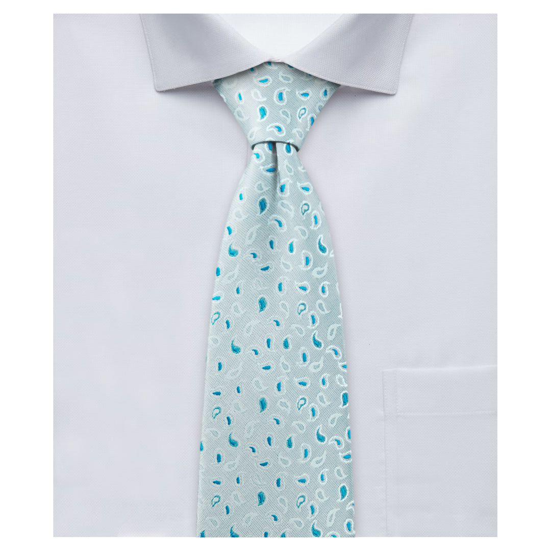 Paisley Tie - Silver Aqua