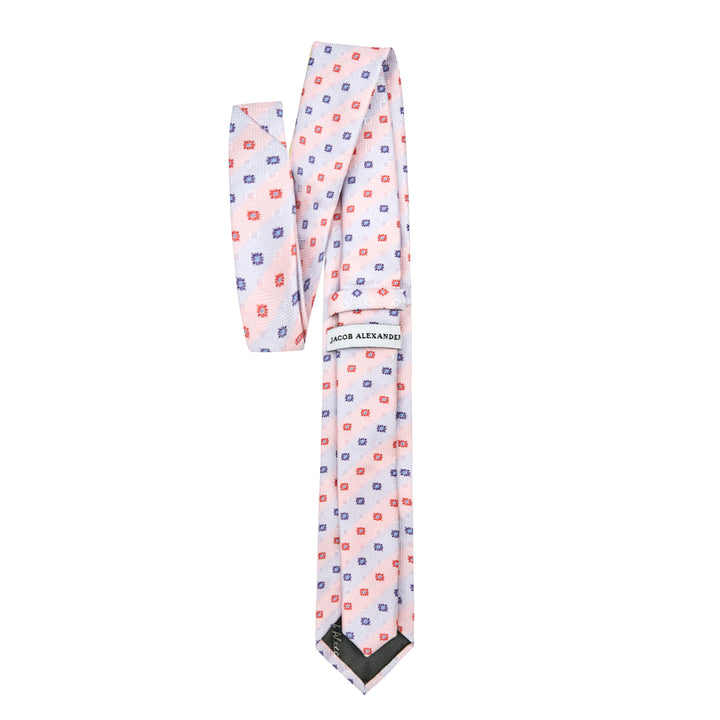 Square Deco Tie - Light Red Blue