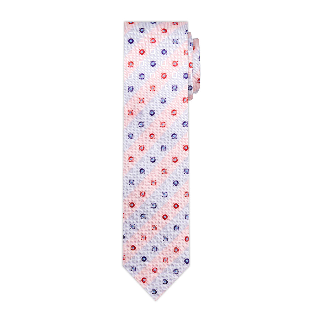 Square Deco Tie - Light Red Blue