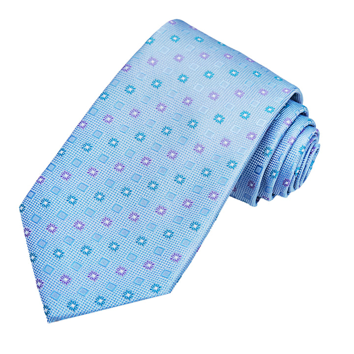 Square Deco Tie - Teal Light Blue