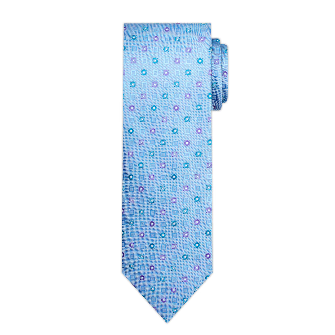 Square Deco Tie - Teal Light Blue