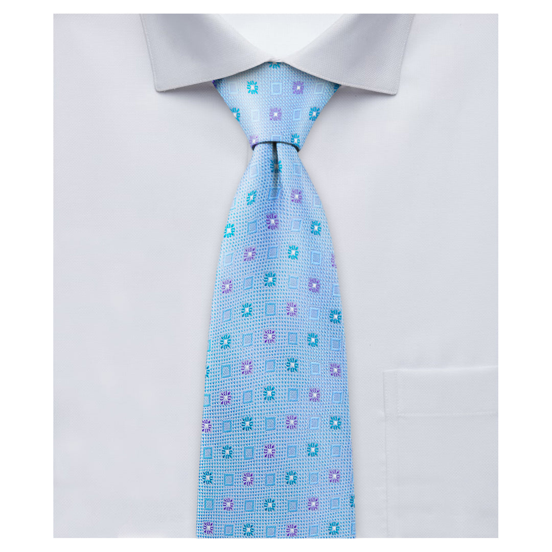 Square Deco Tie - Teal Light Blue