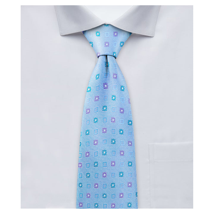Square Deco Tie - Teal Light Blue