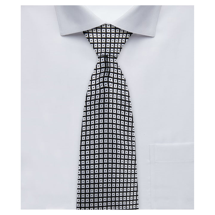 Dotted Motif Grid Tie - Black Silver