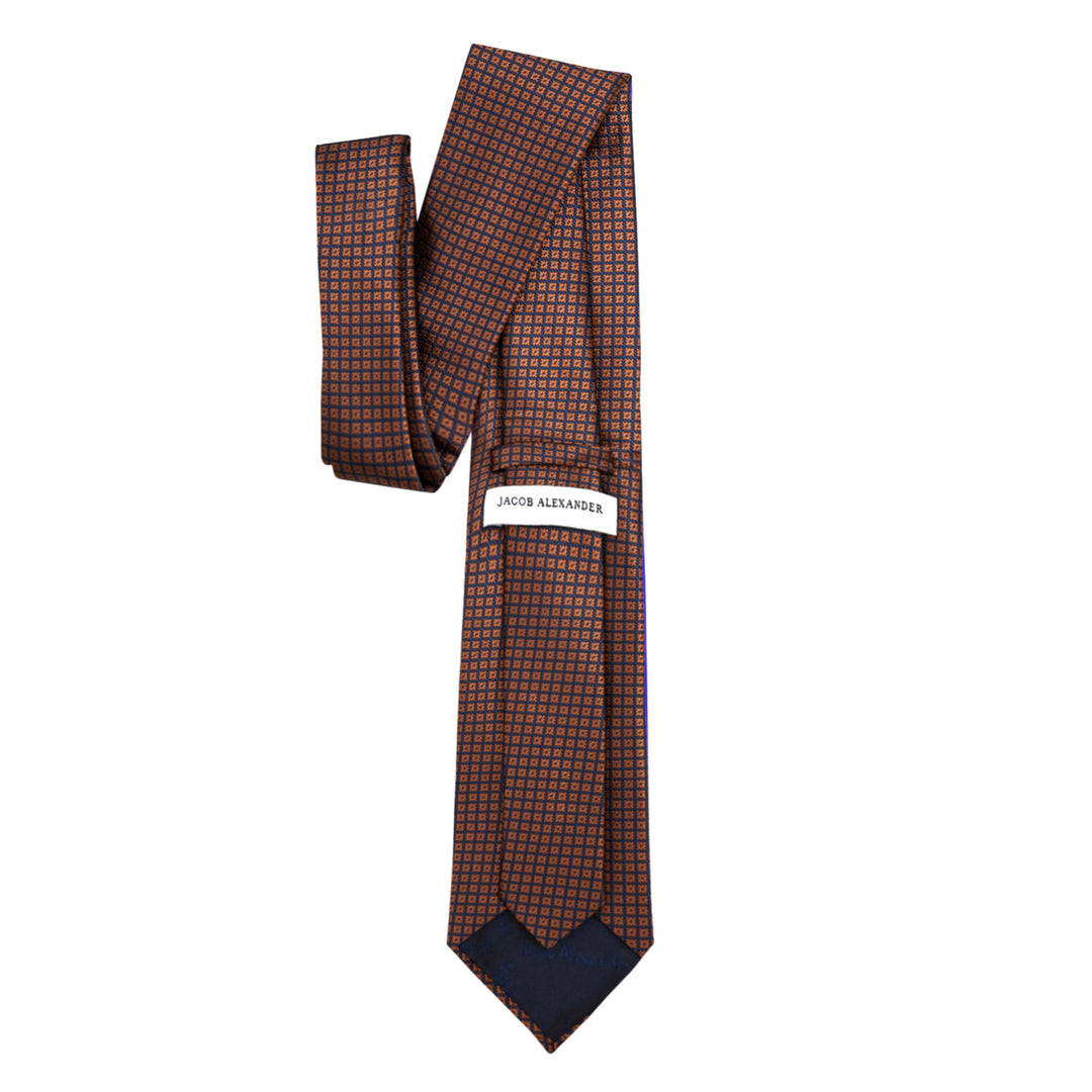 Dotted Motif Grid Tie - Blue Copper