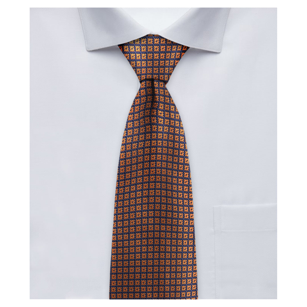 Dotted Motif Grid Tie - Blue Copper