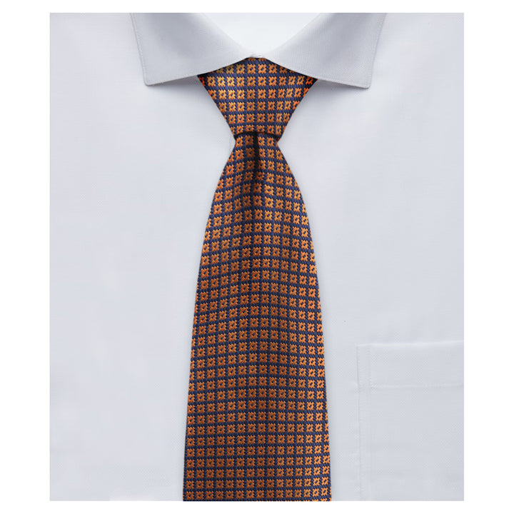Dotted Motif Grid Tie - Blue Copper