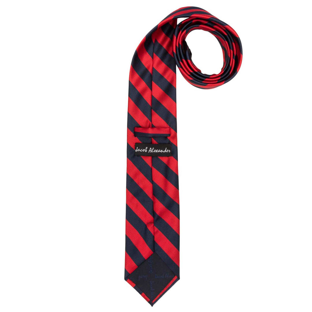 Woven Narrow-Striped Extra Long Tie - Red Black