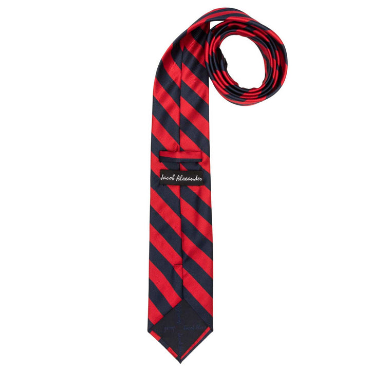 Woven Narrow-Striped Extra Long Tie - Red Black