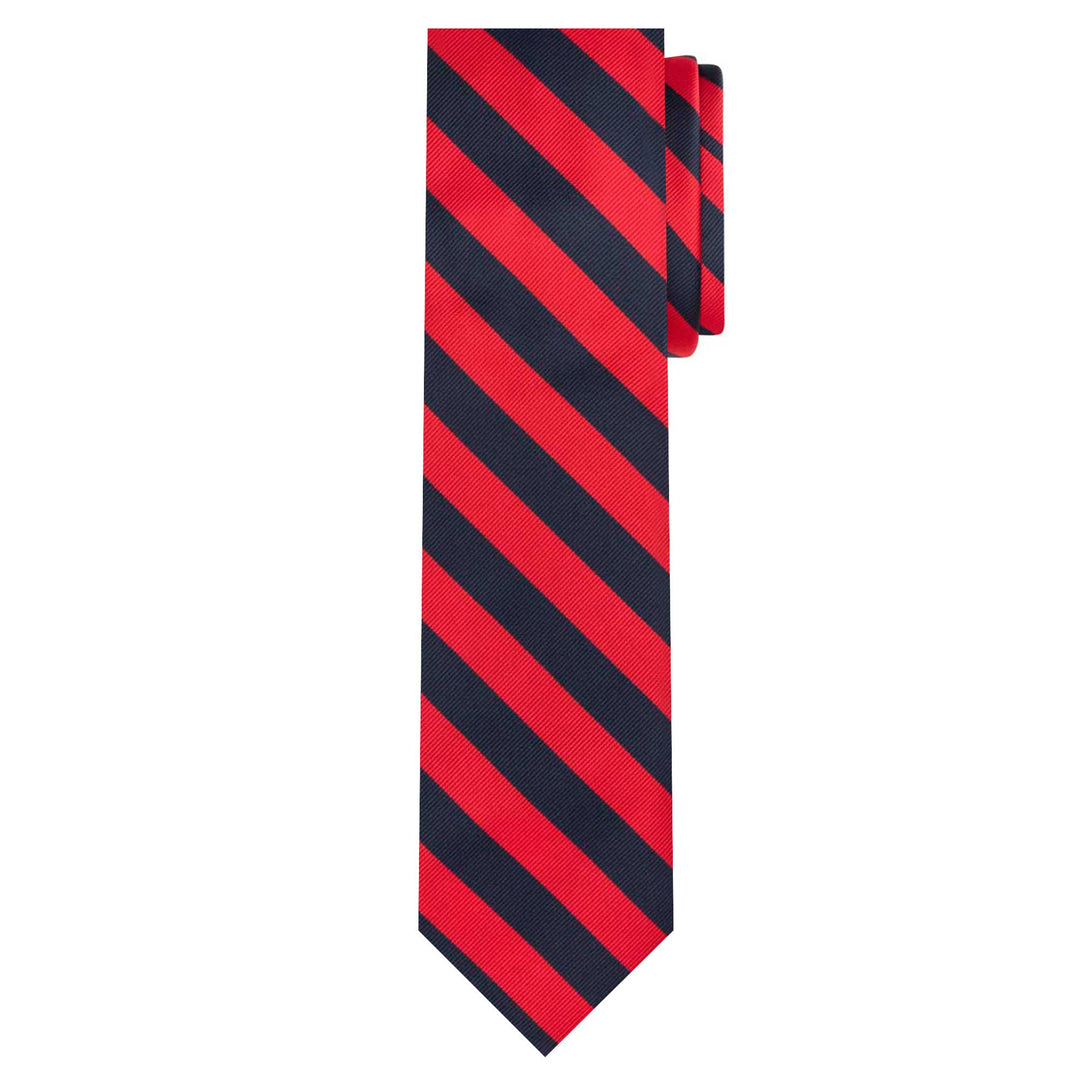 Woven Narrow-Striped Extra Long Tie - Red Black