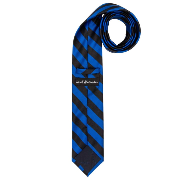 Woven Narrow-Striped Tie - Royal Black