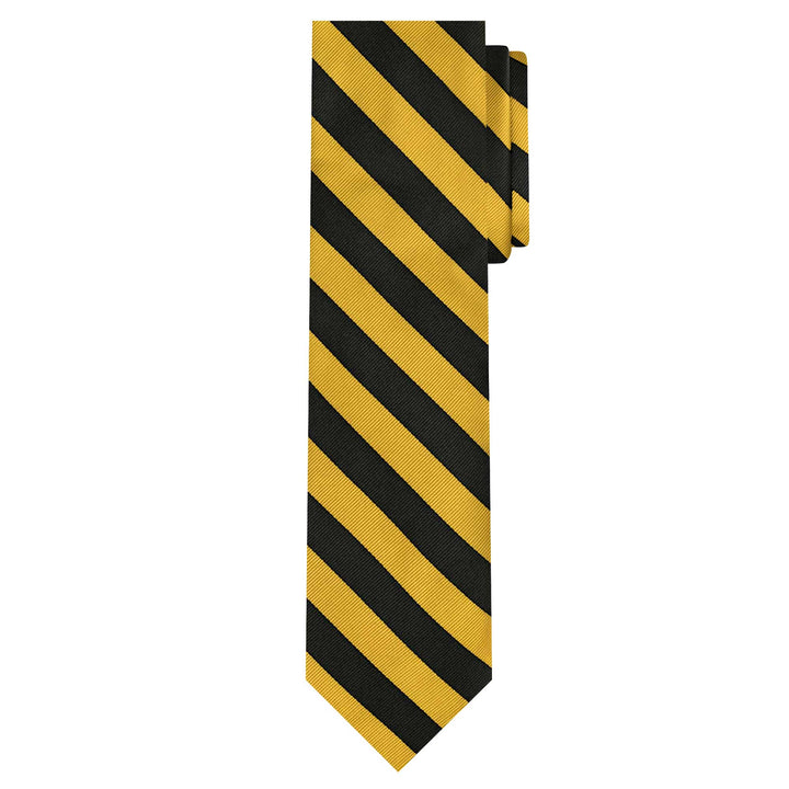 Woven Narrow-Striped Tie - Gold Black