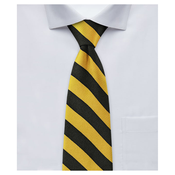 Woven Narrow-Striped Tie - Gold Black