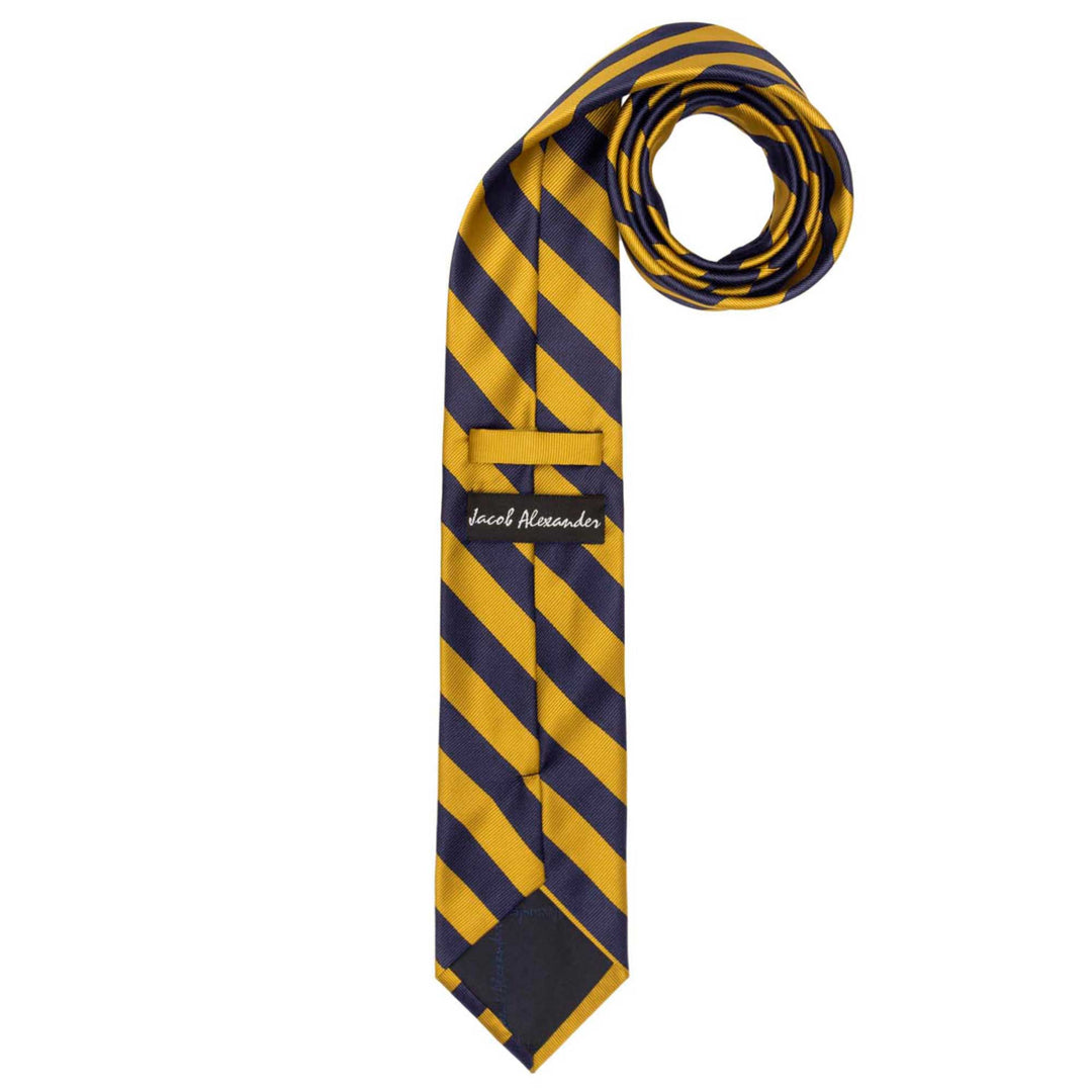 Woven Narrow-Striped Tie - Gold Navy