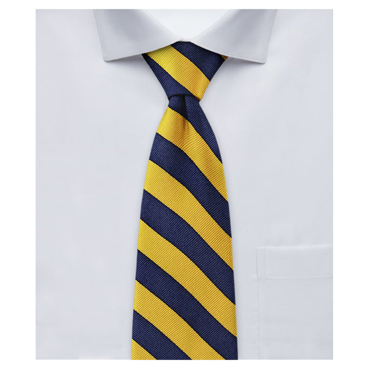Woven Narrow-Striped Tie - Gold Navy