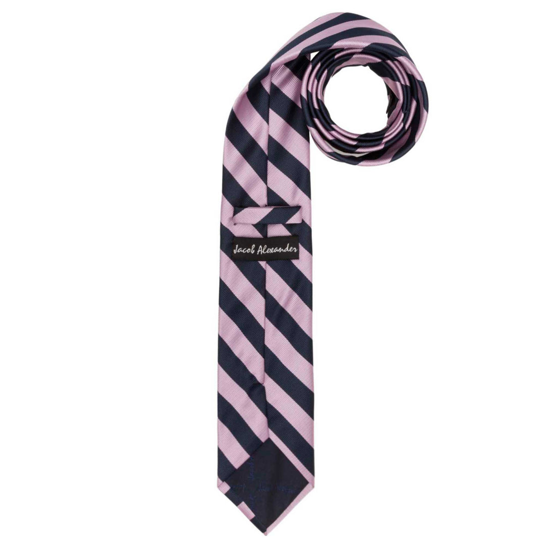 Woven Narrow-Striped Tie - Purple Pink Navy