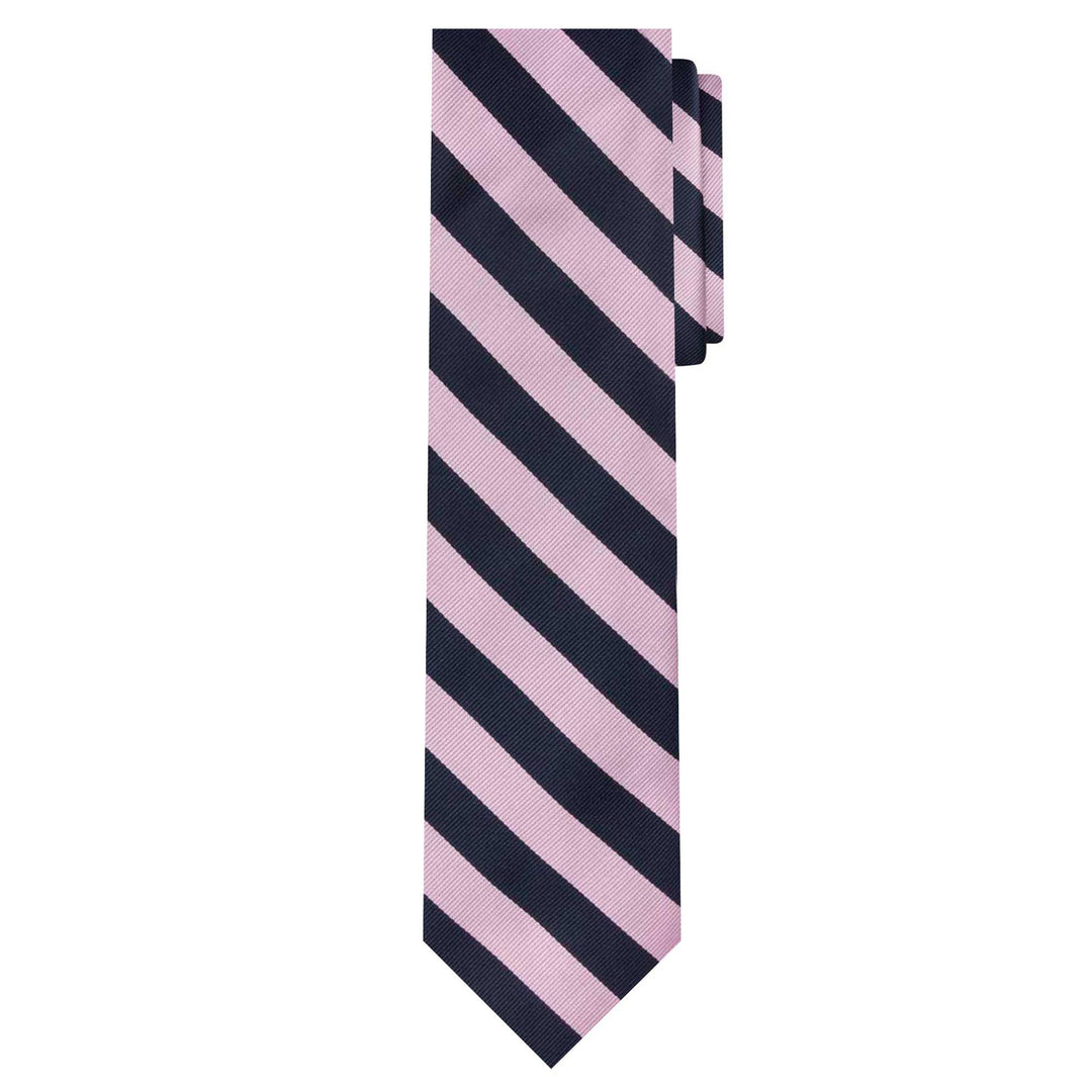 Woven Narrow-Striped Extra Long Tie - Purple Pink Navy
