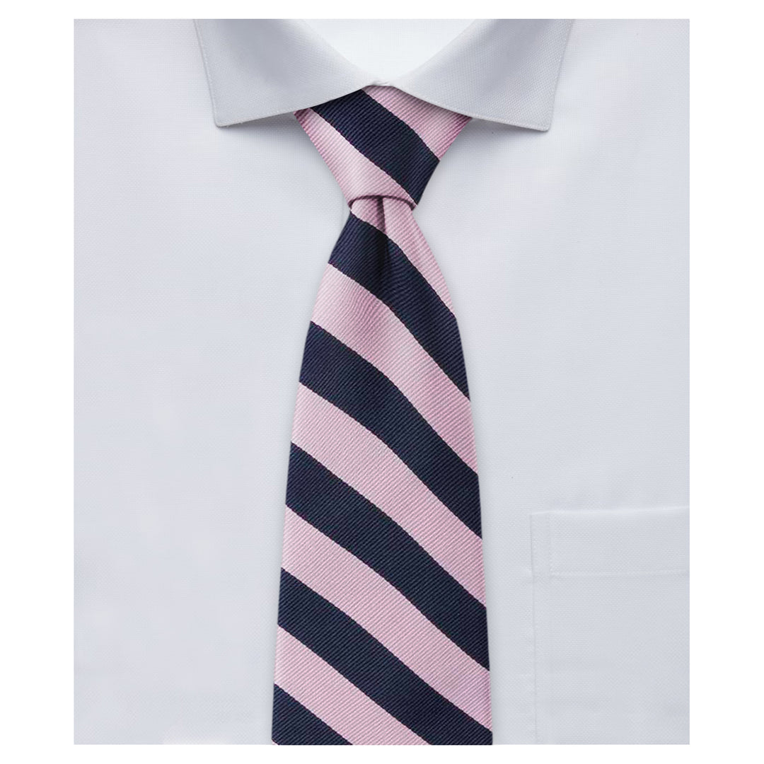 Woven Narrow-Striped Extra Long Tie - Purple Pink Navy