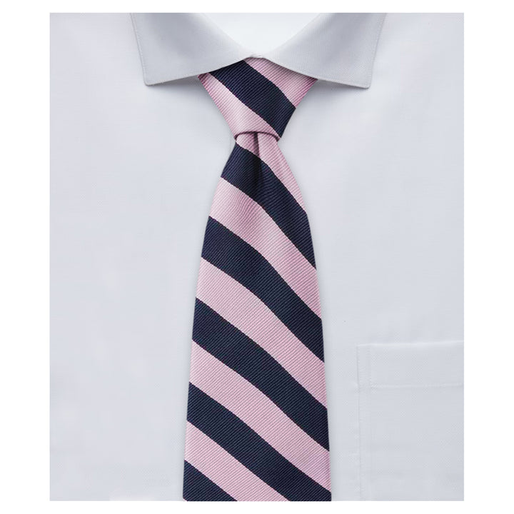 Woven Narrow-Striped Extra Long Tie - Purple Pink Navy