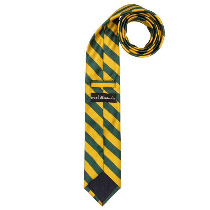 Woven Narrow-Striped Extra Long Tie - Green Gold