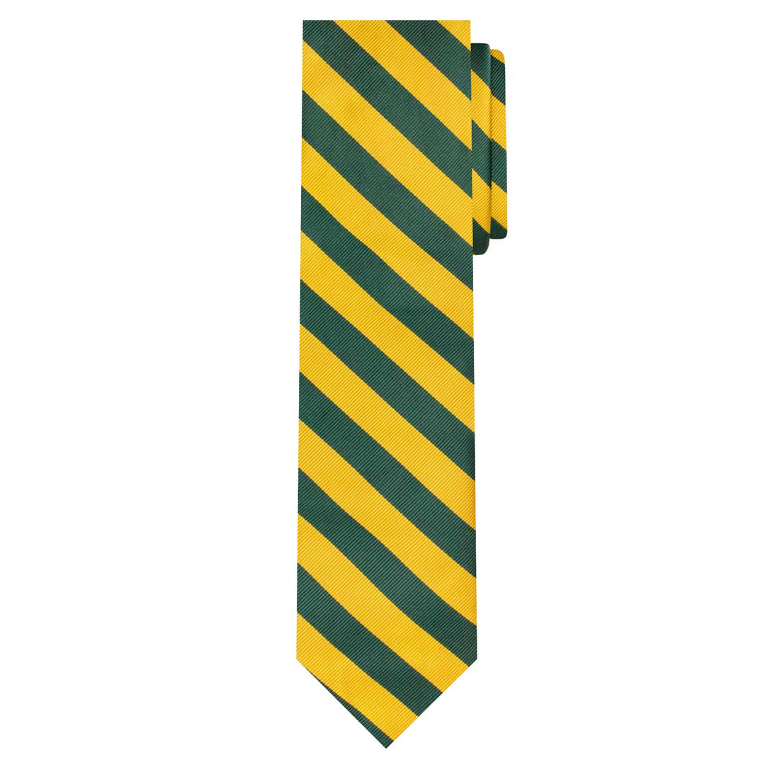 Woven Narrow-Striped Tie - Green Gold