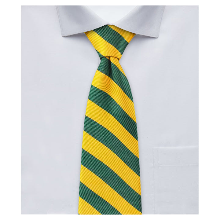 Woven Narrow-Striped Tie - Green Gold