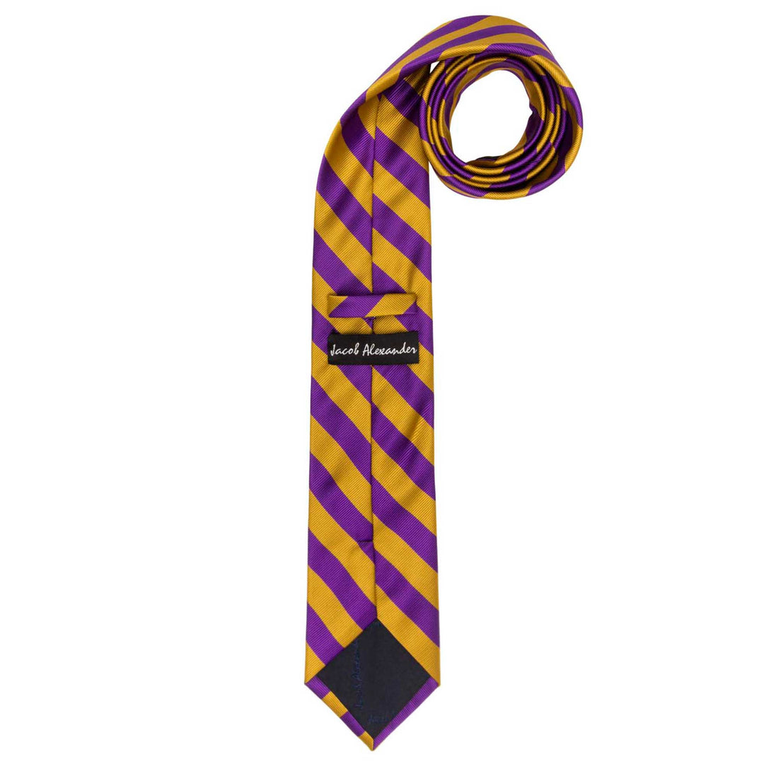 Woven Narrow-Striped Tie - Purple Gold