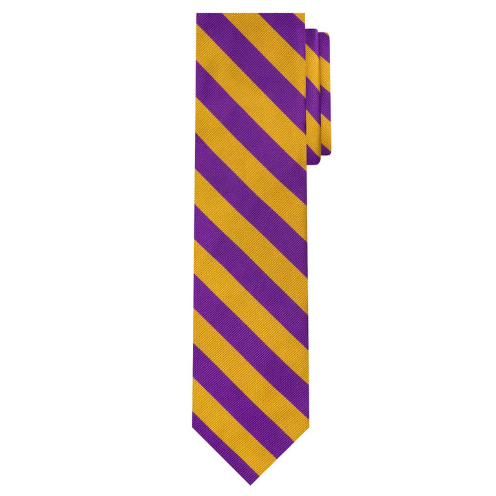 Woven Narrow-Striped Tie - Purple Gold