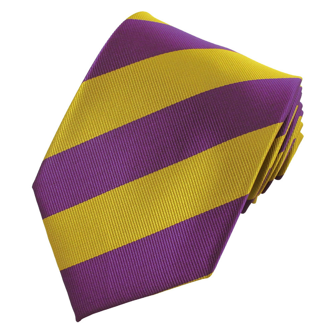Wide-Striped Tie - Gold Purple
