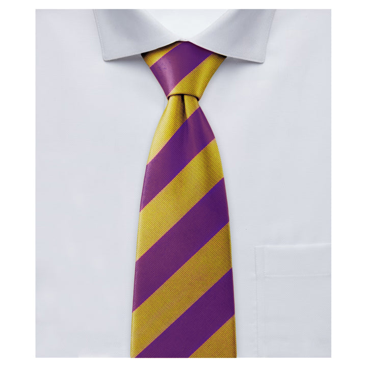 Wide-Striped Tie - Gold Purple