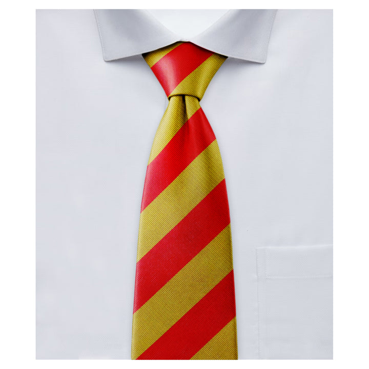 Wide-Striped Tie - Gold Red