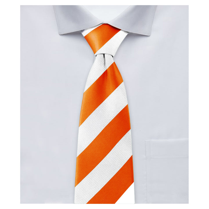 Wide-Striped Tie - Orange White