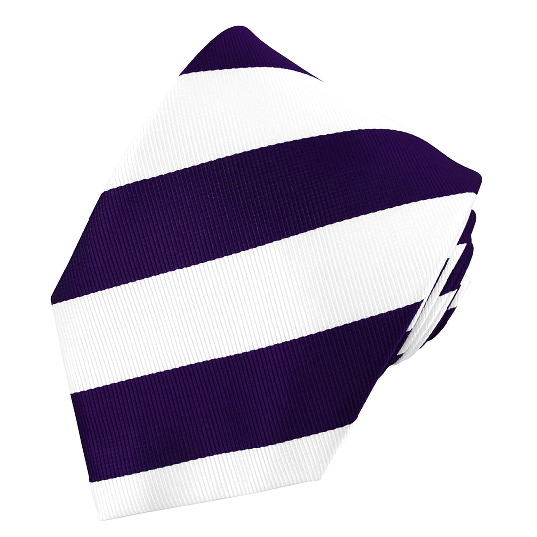 Wide-Striped Tie - Purple White