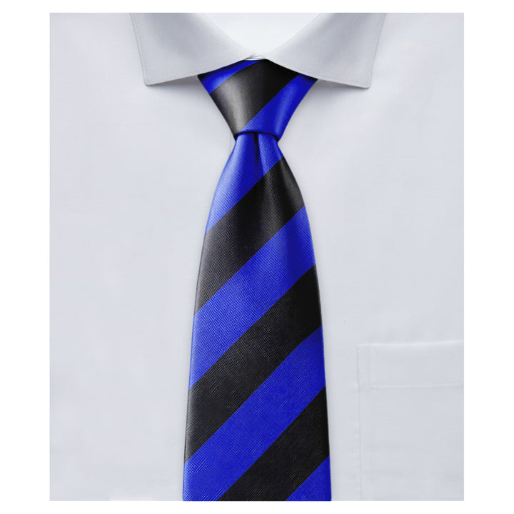 Wide-Striped Tie - Royal Black