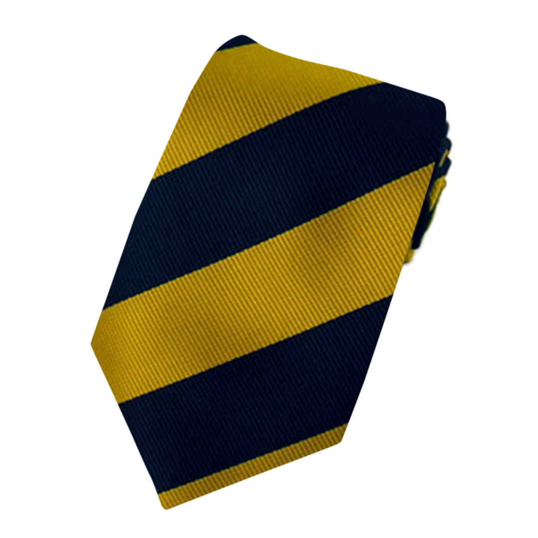 Kid's Prep Wide-Striped Tie - Gold Navy