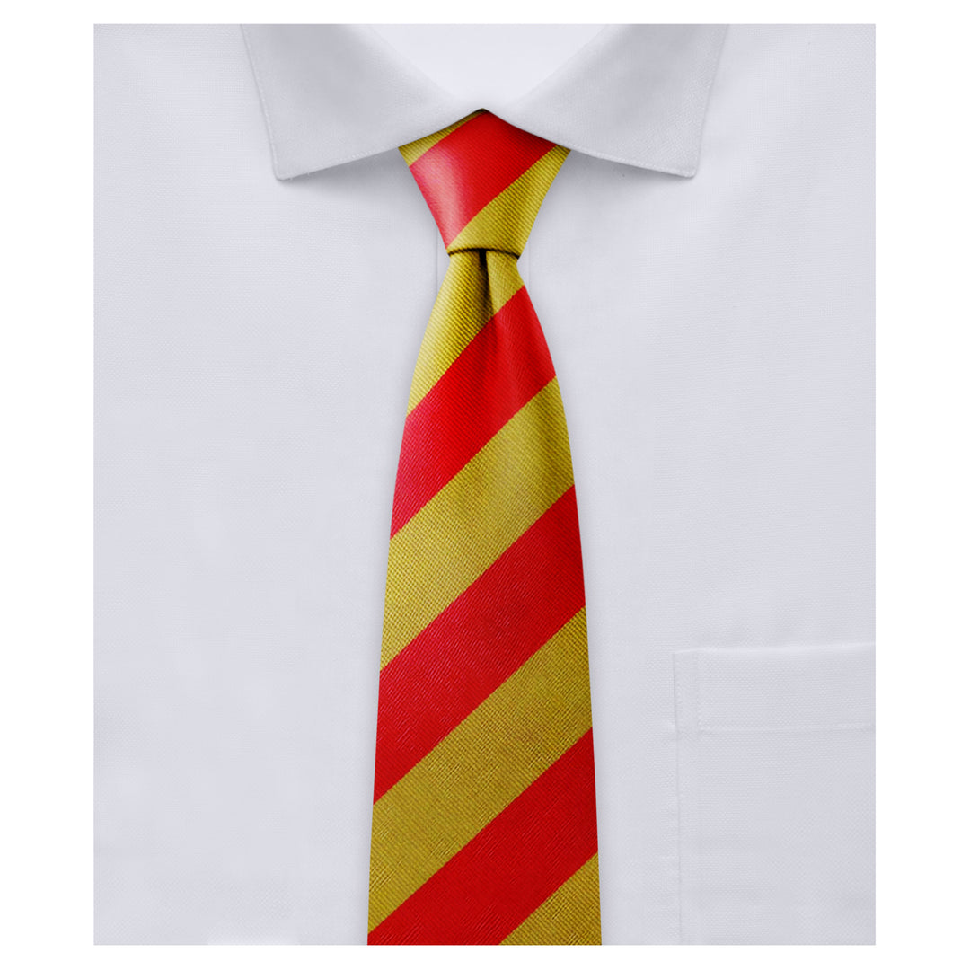Kid's Prep Wide-Striped Tie - Gold Red