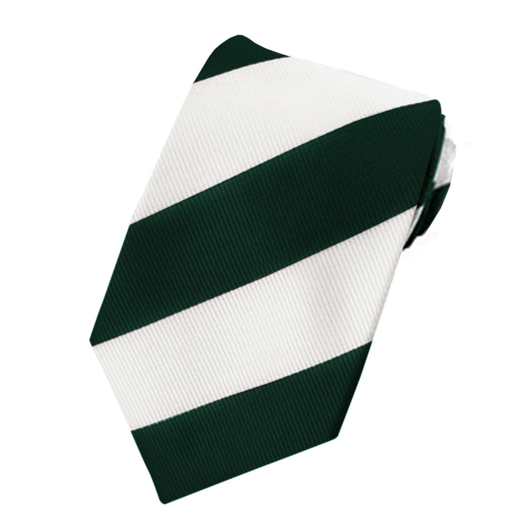 Kid's Prep Wide-Striped Tie - Hunter White