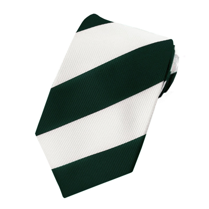 Kid's Prep Wide-Striped Tie - Hunter White