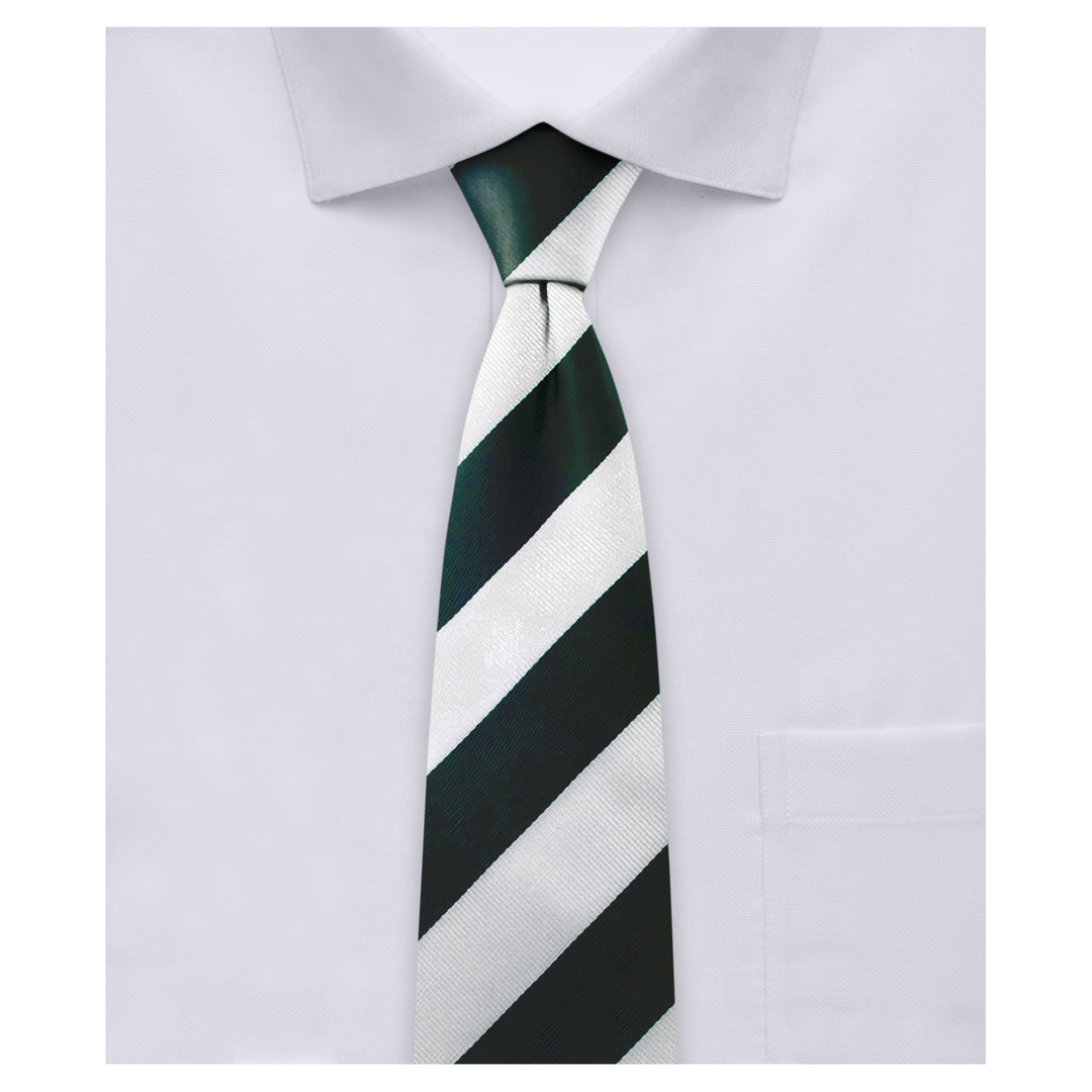 Kid's Prep Wide-Striped Tie - Hunter White