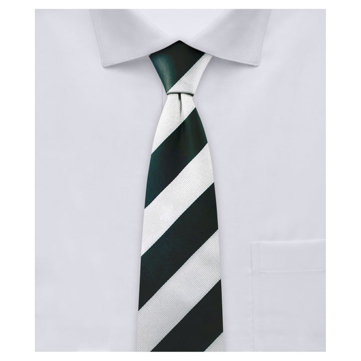Kid's Prep Wide-Striped Tie - Hunter White