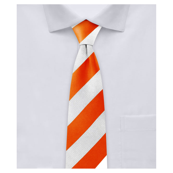 Kid's Prep Wide-Striped Tie - Orange White