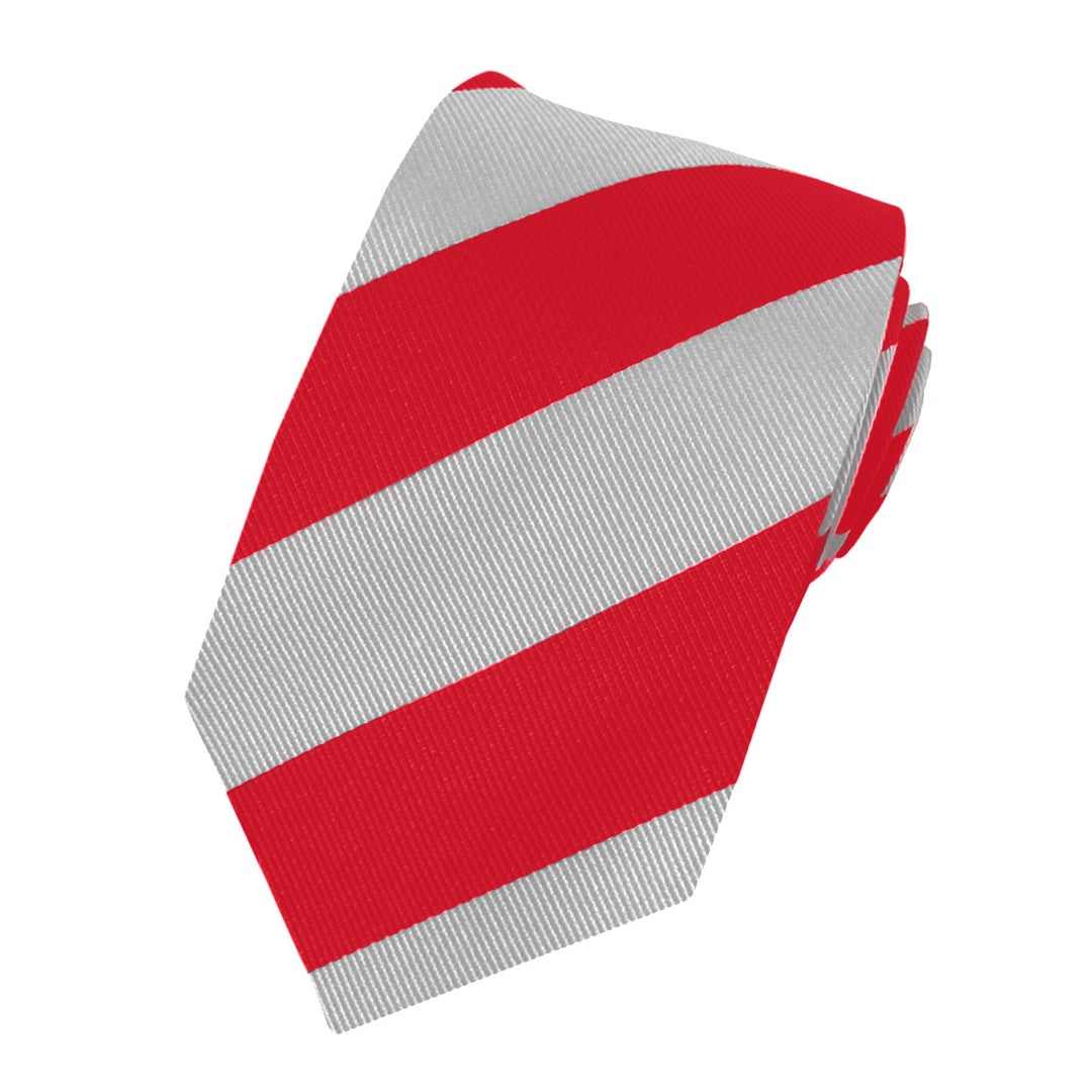 Kid's Prep Wide-Striped Tie - Red Silver