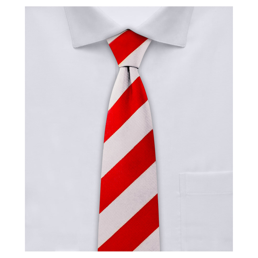 Kid's Prep Wide-Striped Tie - Red White