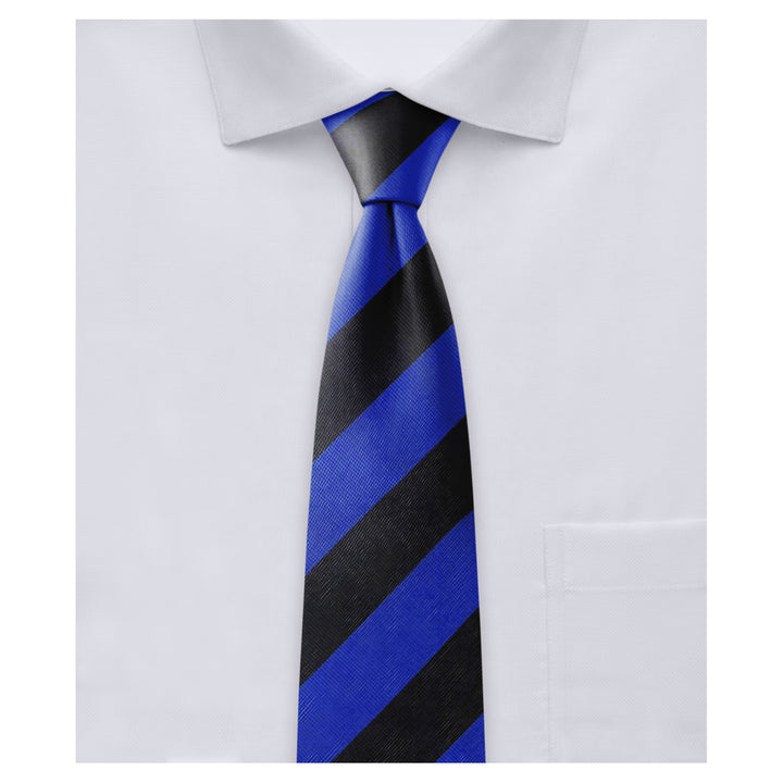 Kid's Prep Wide-Striped Tie - Royal Black