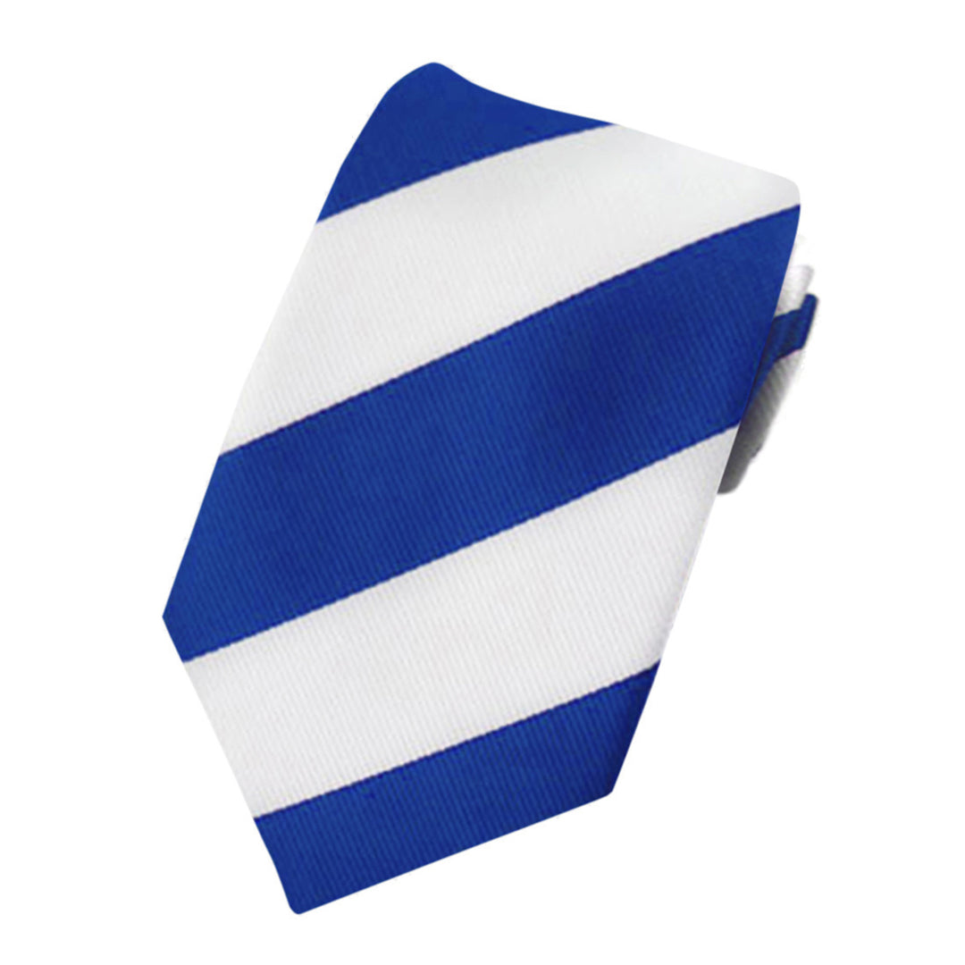 Kid's Prep Wide-Striped Tie - Royal White