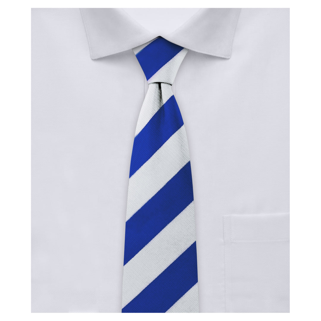 Kid's Prep Wide-Striped Tie - Royal White