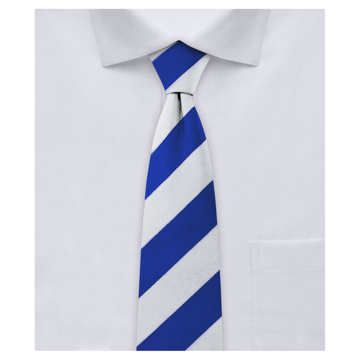 Kid's Prep Wide-Striped Tie - Royal White