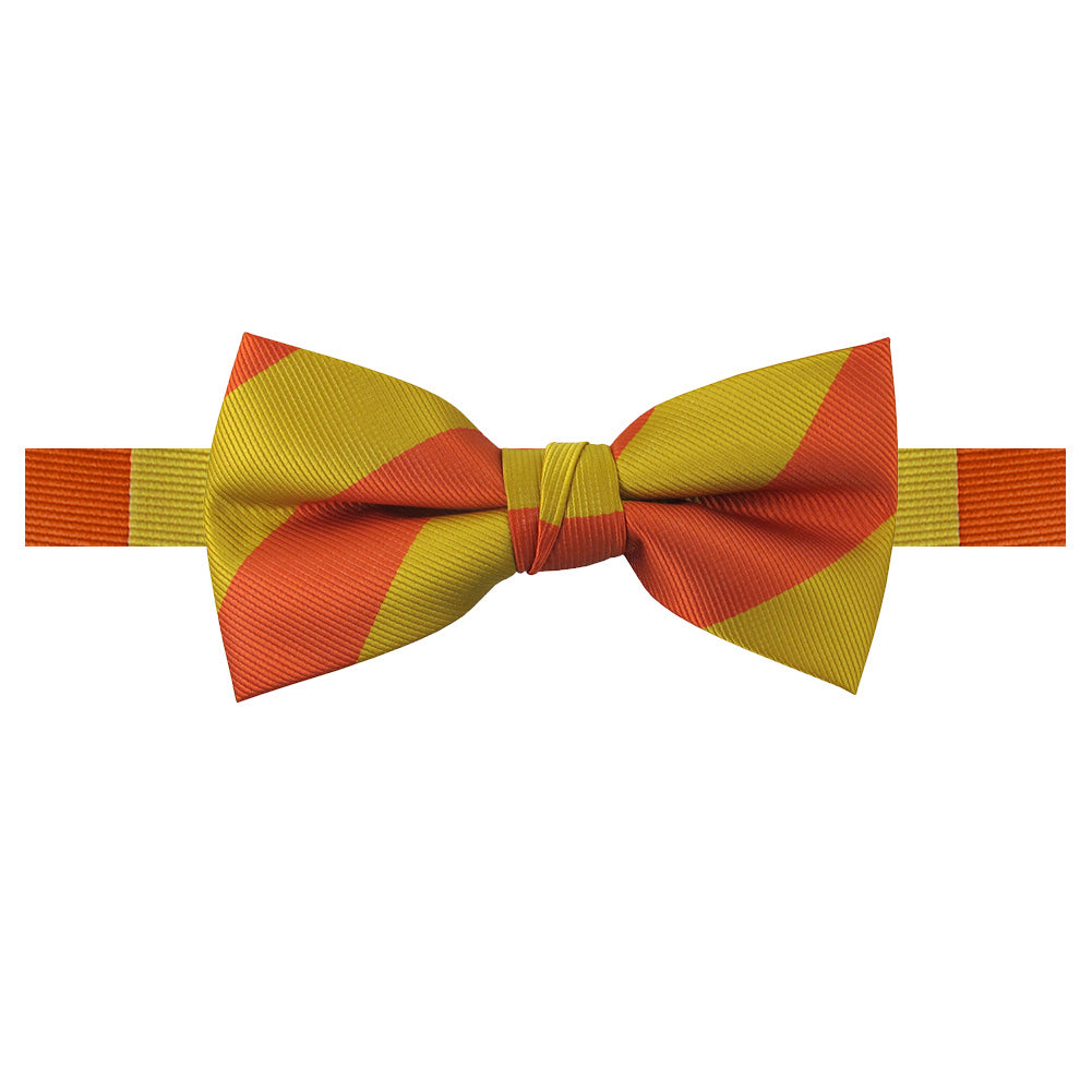 Wide-Striped Banded Bow Tie - Gold Orange
