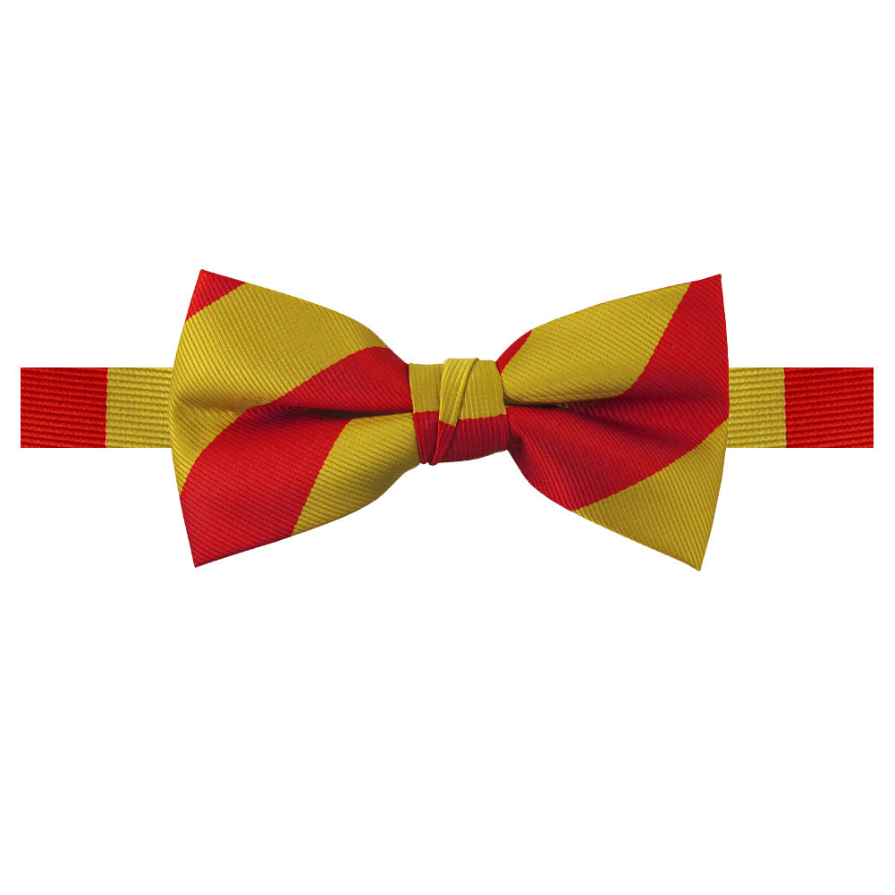 Wide-Striped Banded Bow Tie - Gold Red