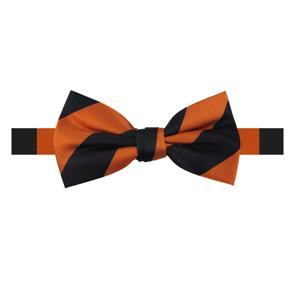Wide-Striped Banded Bow Tie - Black Orange